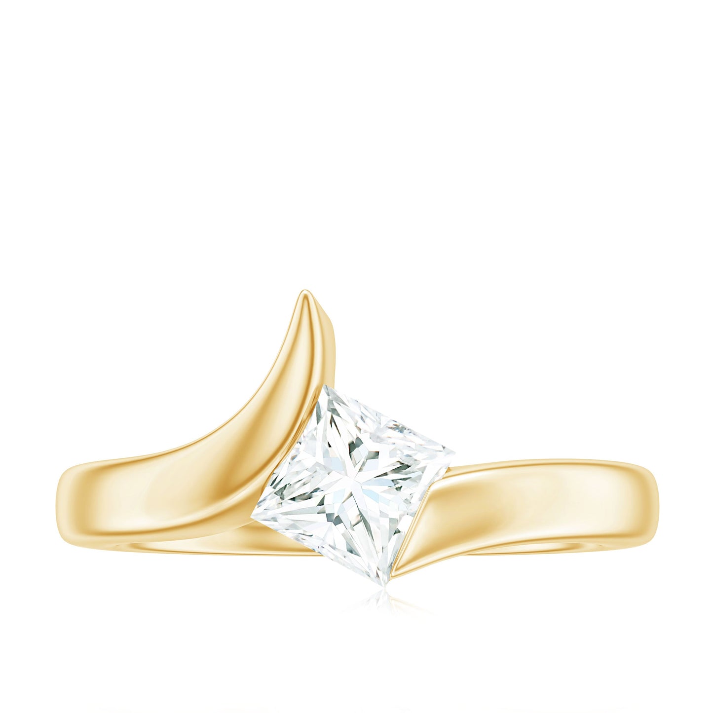 5mm Princess Cut Moissanite Solitaire Ring in Tension Setting