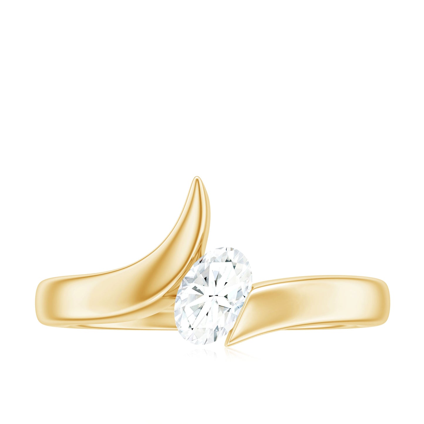 4x6mm Oval Cut Moissanite Solitaire Bypass Ring