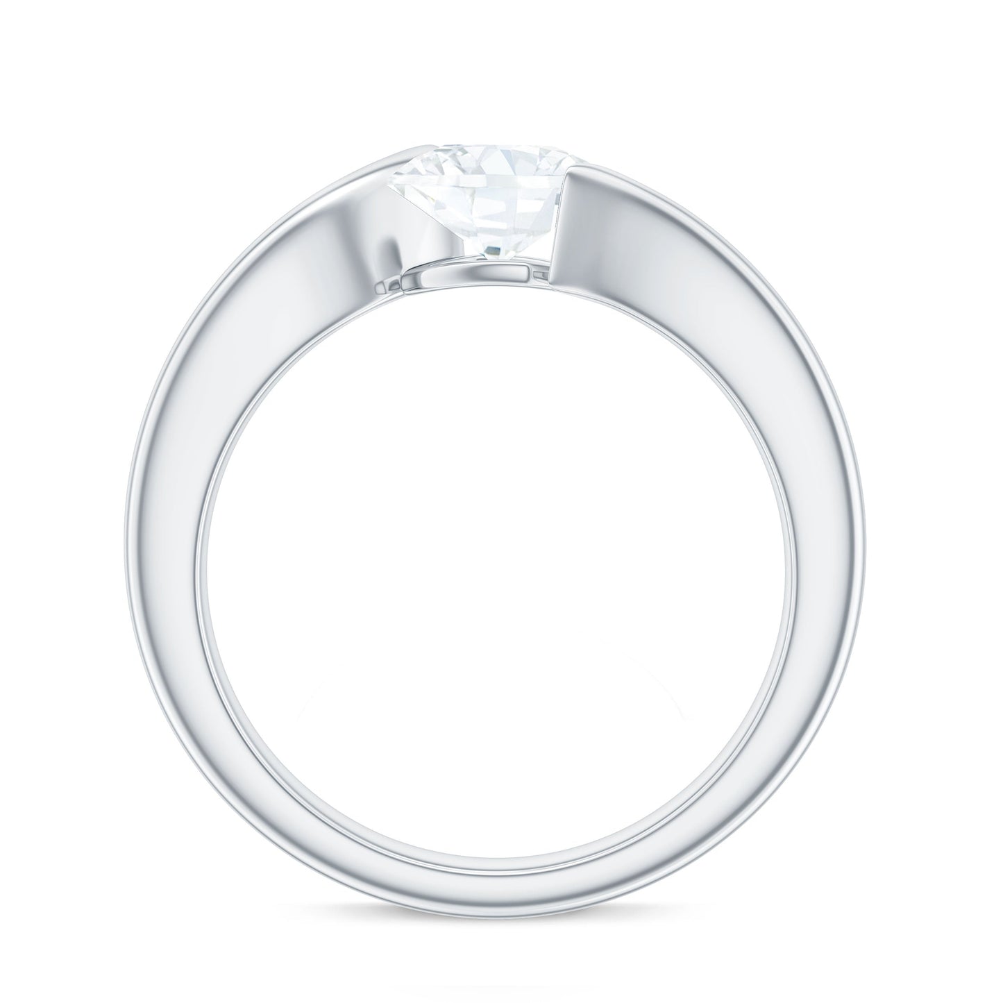 6X6 MM Cushion Cut Moissanite Solitaire Engagement Ring with Bypass Shank