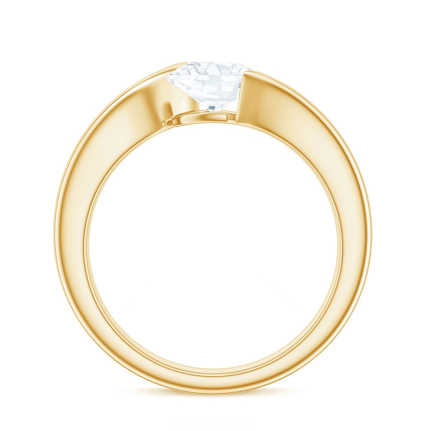 6X6 MM Cushion Cut Moissanite Solitaire Engagement Ring with Bypass Shank