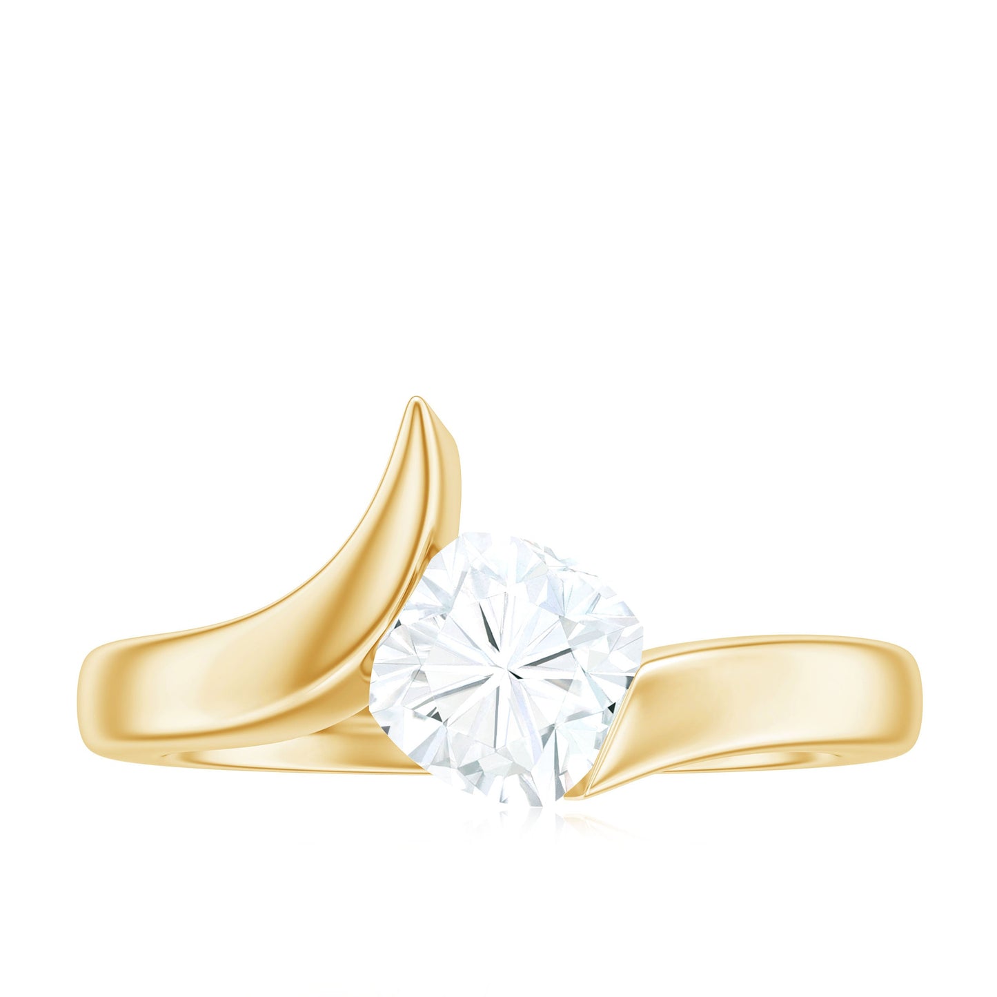 6X6 MM Cushion Cut Moissanite Solitaire Engagement Ring with Bypass Shank