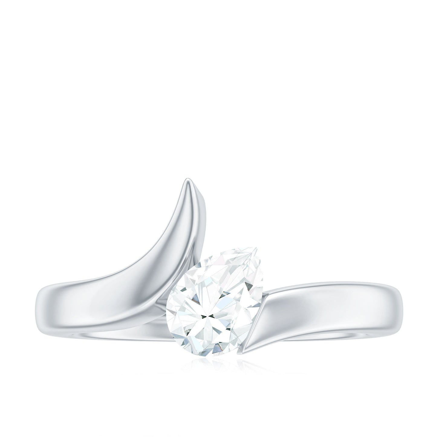 5X7mm Pear Cut Moissanite Solitaire Ring with Bypass Shank