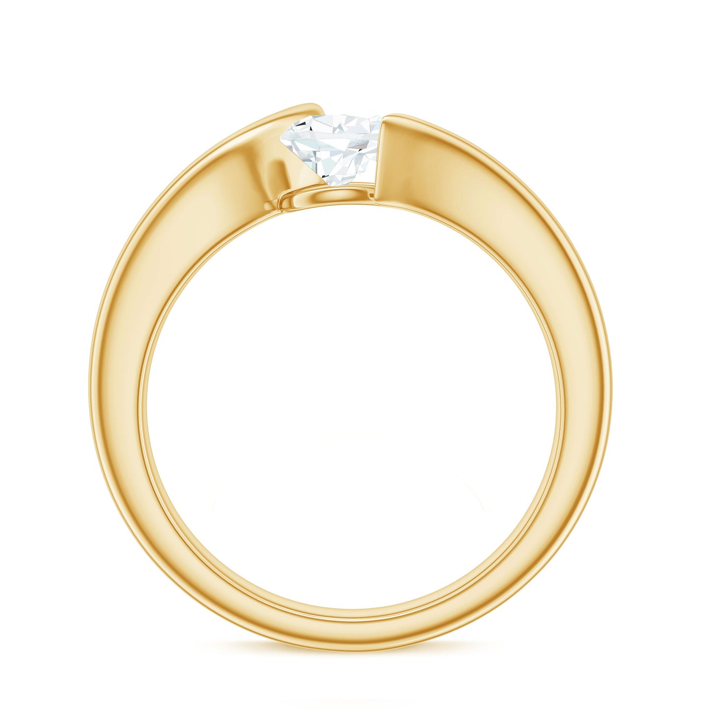 5X7mm Pear Cut Moissanite Solitaire Ring with Bypass Shank