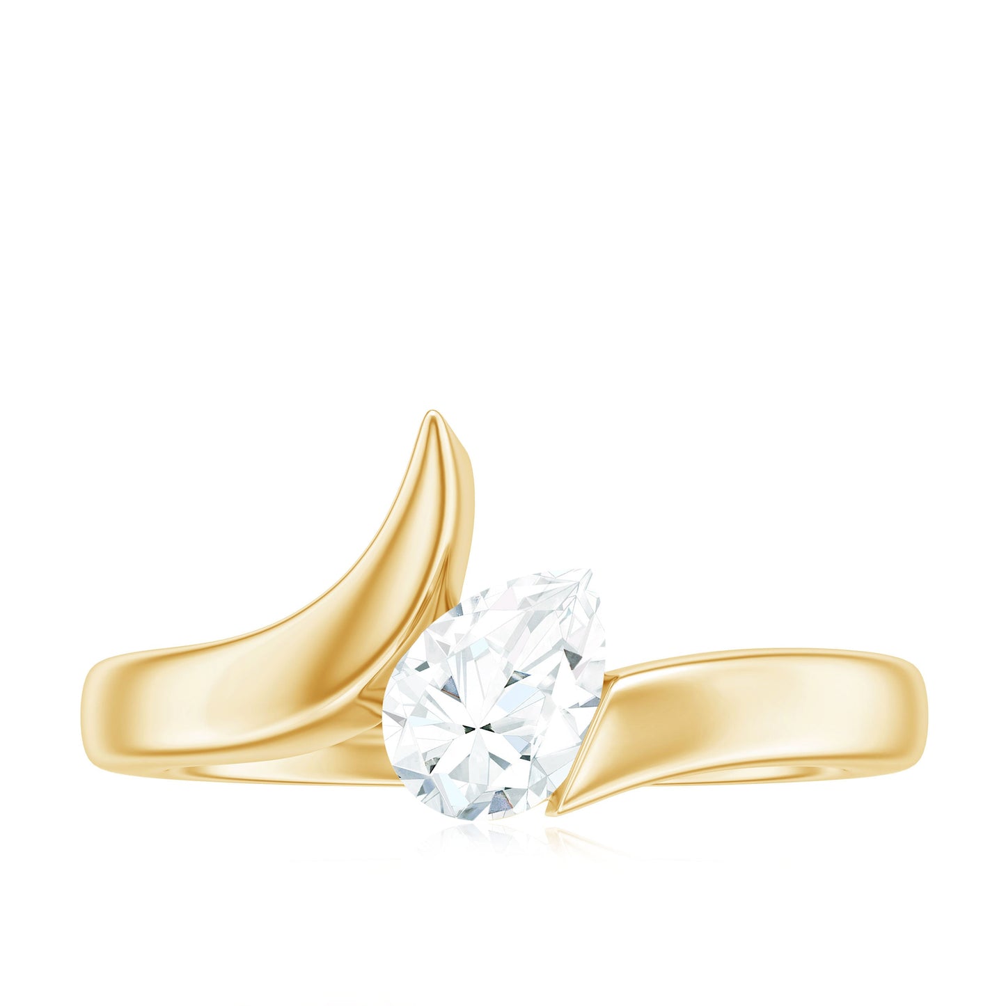 5X7mm Pear Cut Moissanite Solitaire Ring with Bypass Shank