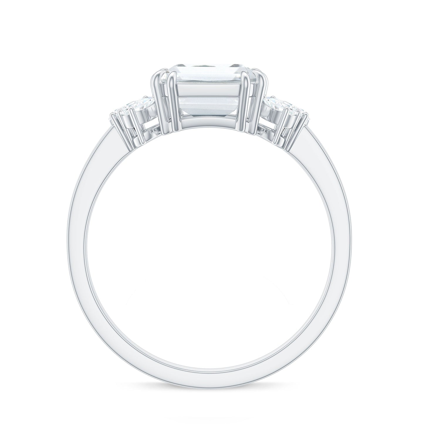 7x9mm Emerald Cut Moissanite Solitaire Engagement Ring For Women