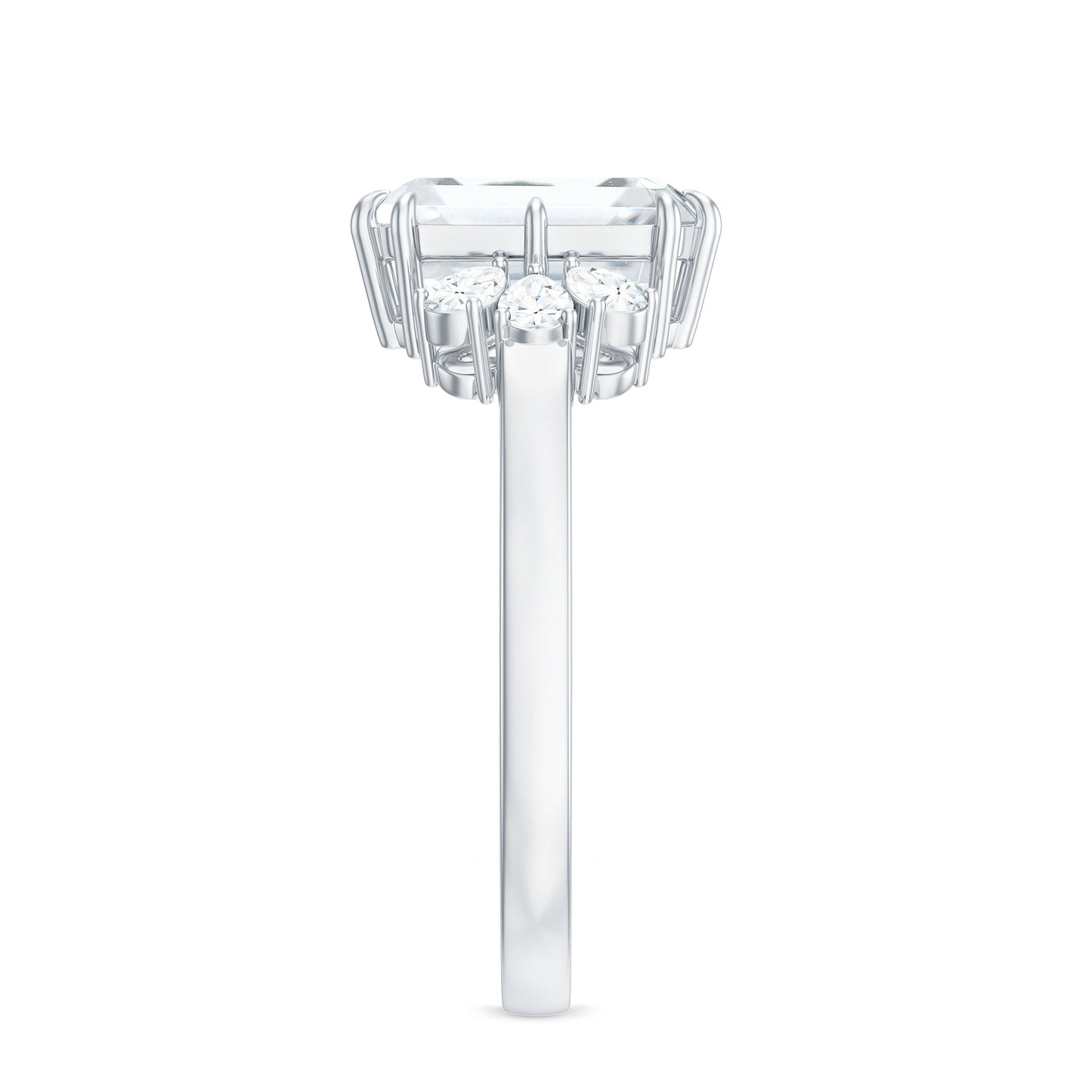 7x9mm Emerald Cut Moissanite Solitaire Engagement Ring For Women
