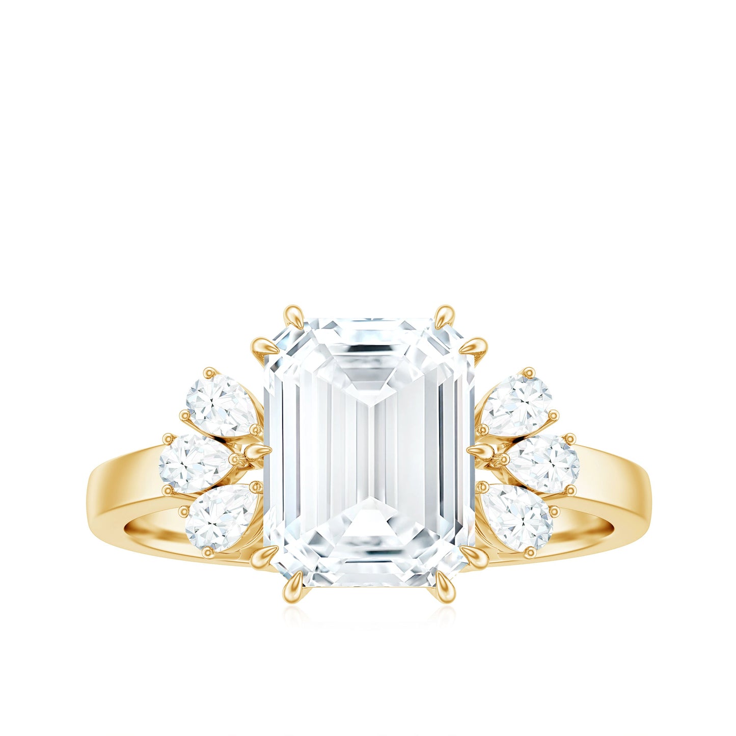 7x9mm Emerald Cut Moissanite Solitaire Engagement Ring For Women