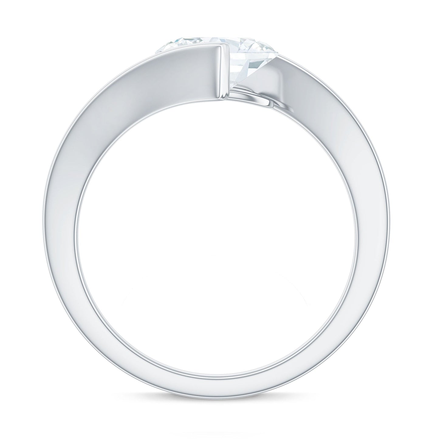 6X8mm Oval Moissanite Solitaire Engagement Ring with Bypass Shank