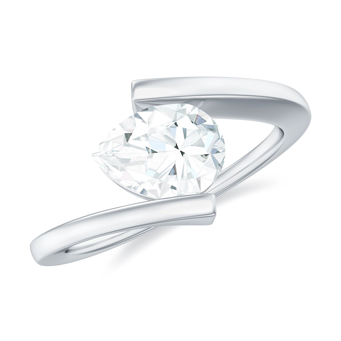 6X8 mm Pear Cut Moissanite Engagement Ring In Tension Setting