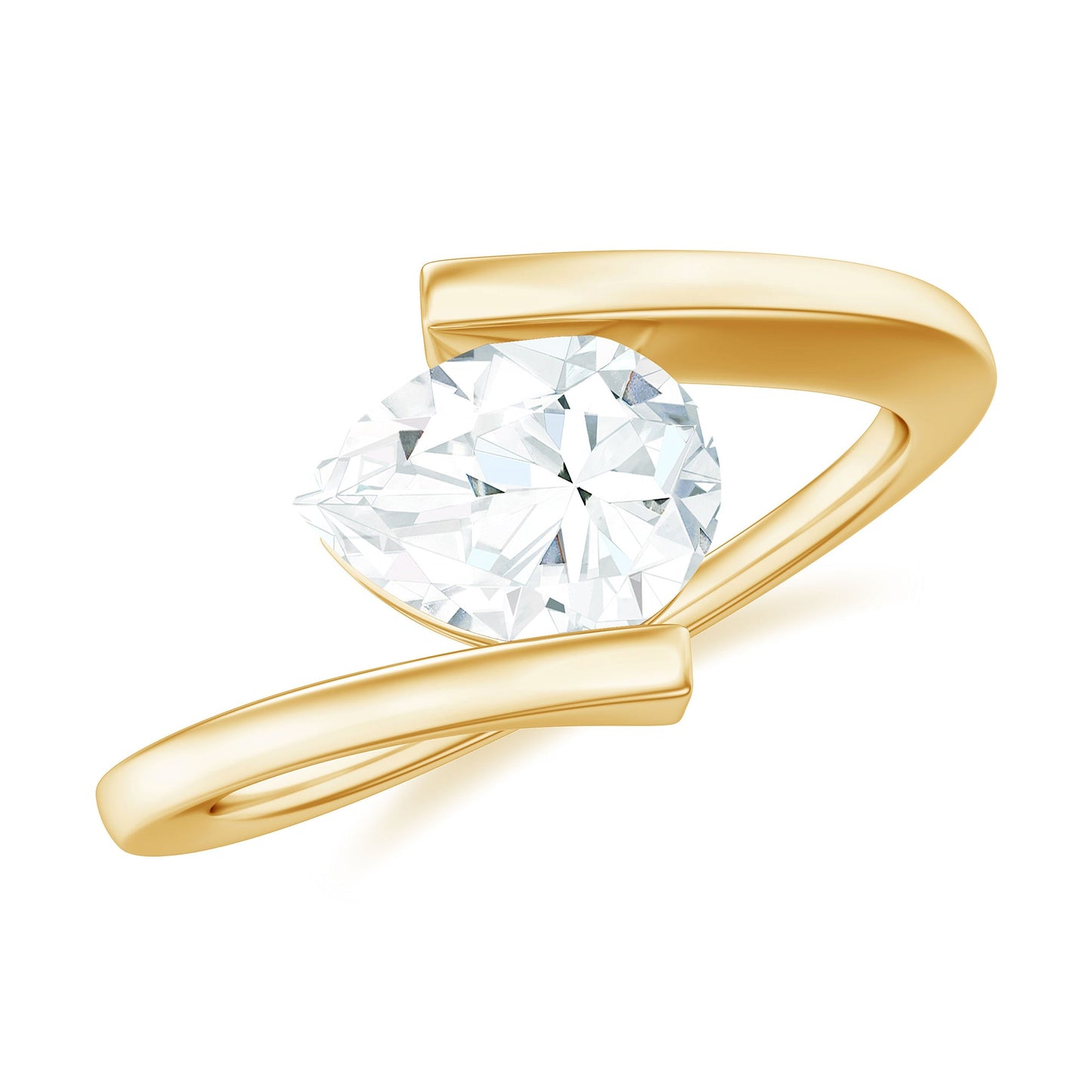 6X8 mm Pear Cut Moissanite Engagement Ring In Tension Setting