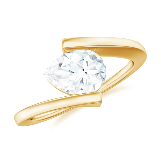 6X8 mm Pear Cut Moissanite Engagement Ring In Tension Setting