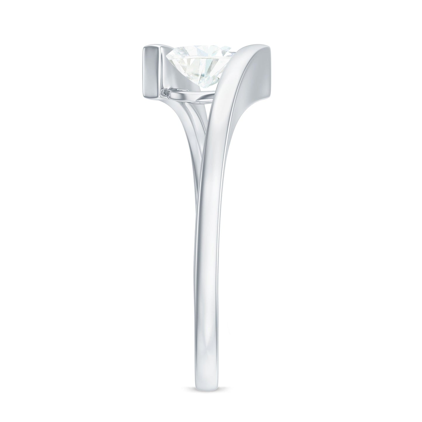 5mm Heart Moissanite Solitaire Promise Ring with Bypass Shank