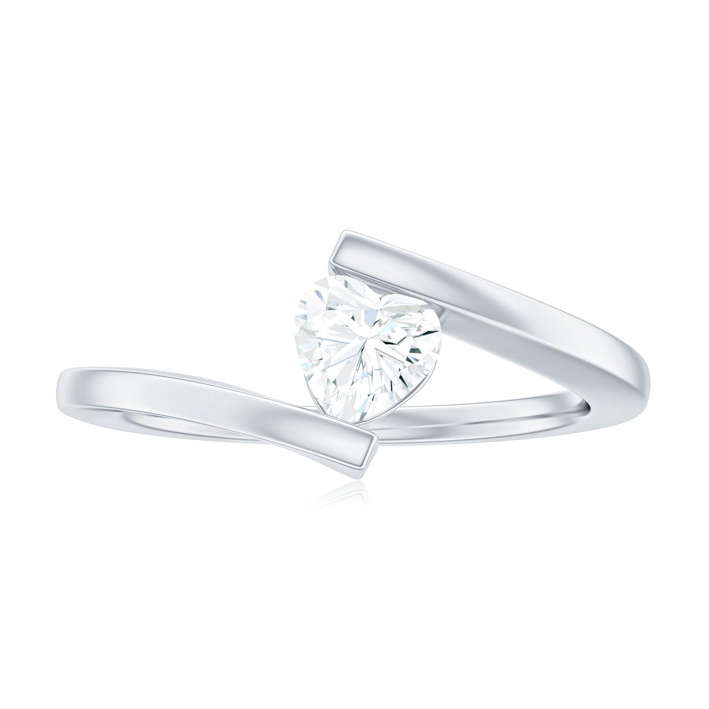5mm Heart Moissanite Solitaire Promise Ring with Bypass Shank