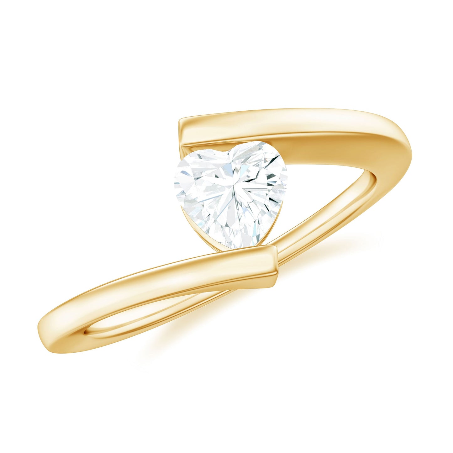 5mm Heart Moissanite Solitaire Promise Ring with Bypass Shank