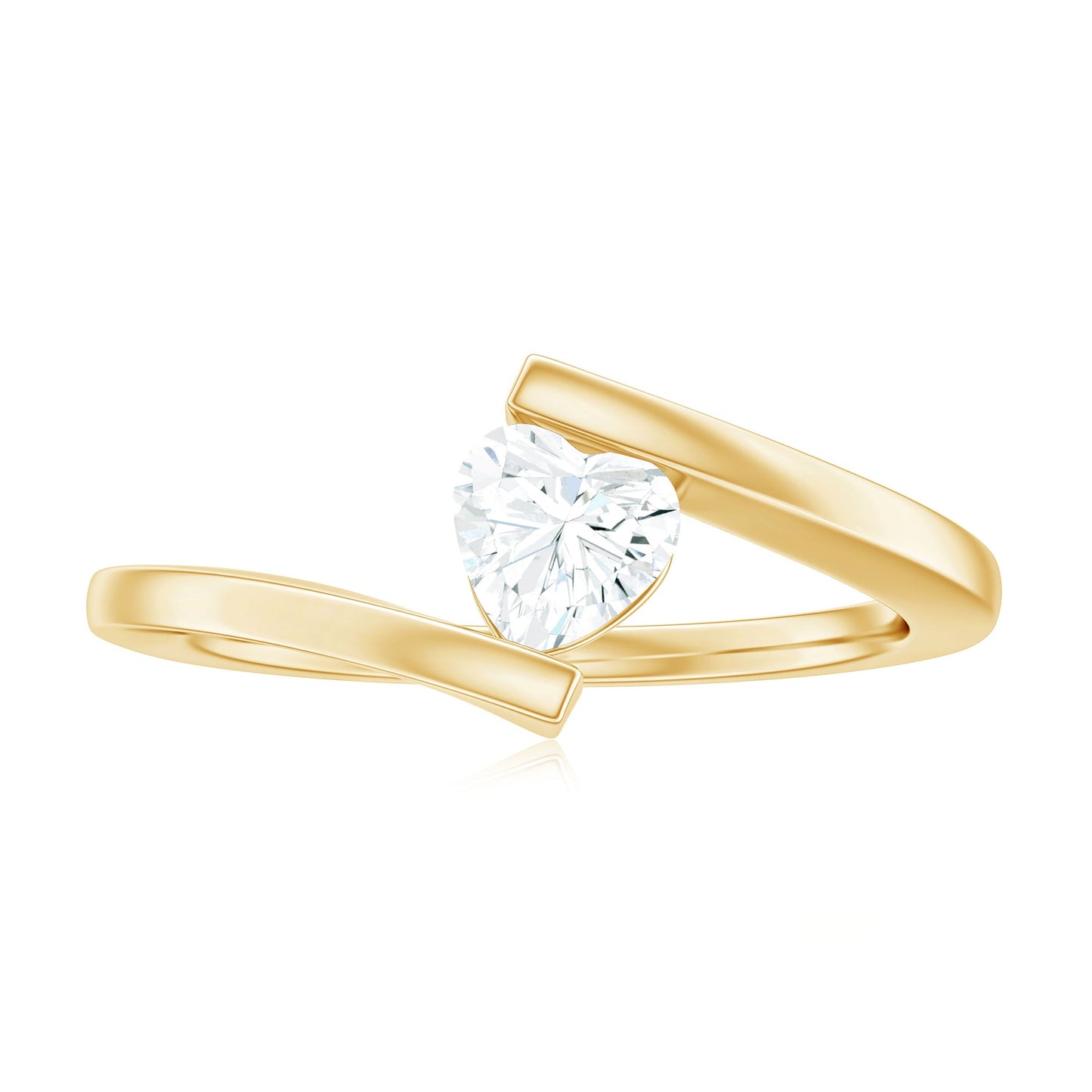 5mm Heart Moissanite Solitaire Promise Ring with Bypass Shank