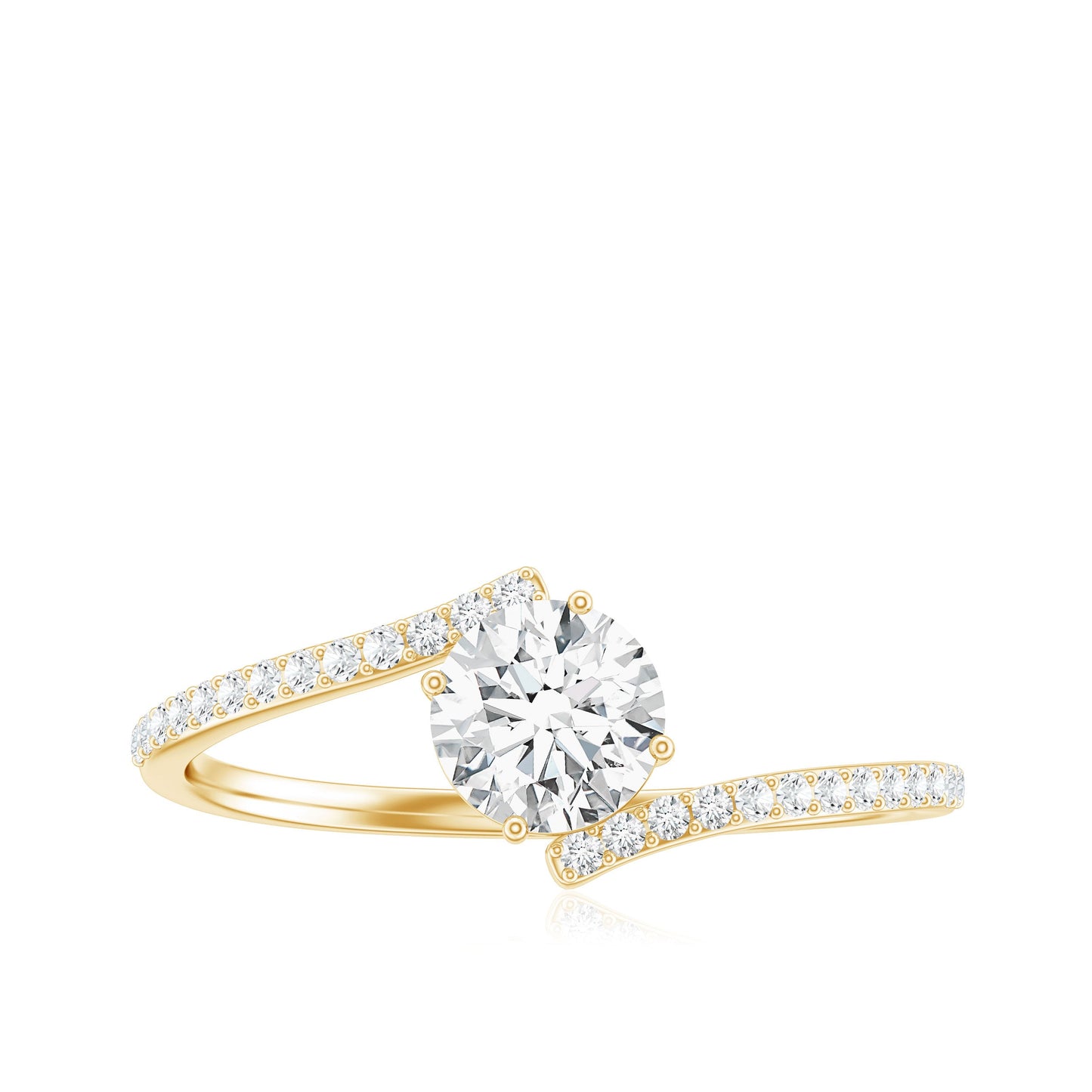 Certified Brilliant Cut Moissanite Solitaire Promise Ring with Bypass Shank