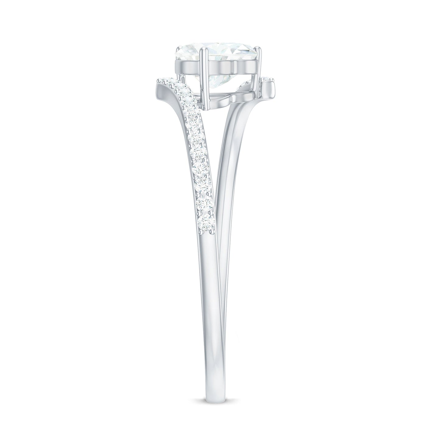5mm Heart Shape Moissanite Promise Ring with Bypass Shank