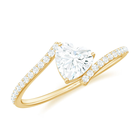 5mm Heart Shape Moissanite Promise Ring with Bypass Shank