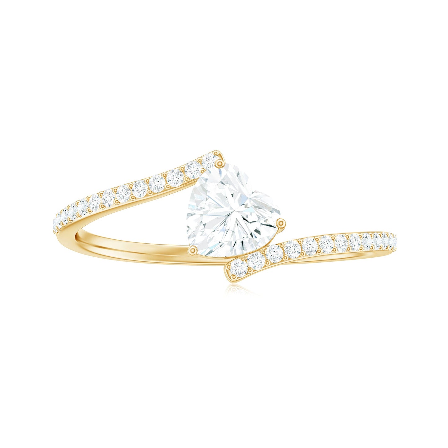 5mm Heart Shape Moissanite Promise Ring with Bypass Shank