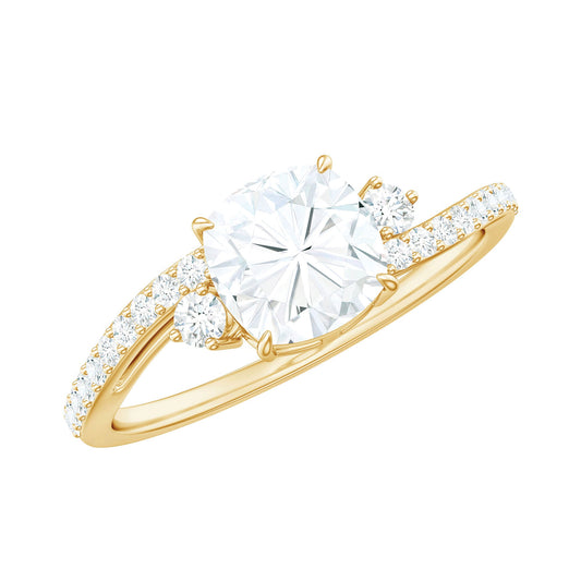 6X6 MM Cushion Cut Moissanite Bypass Engagement Ring for Women