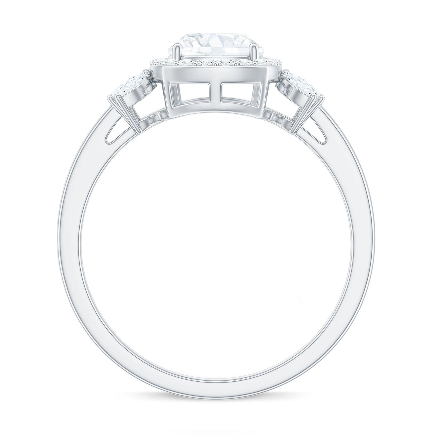 6mm Cushion Cut Moissanite Designer Halo Engagement Ring