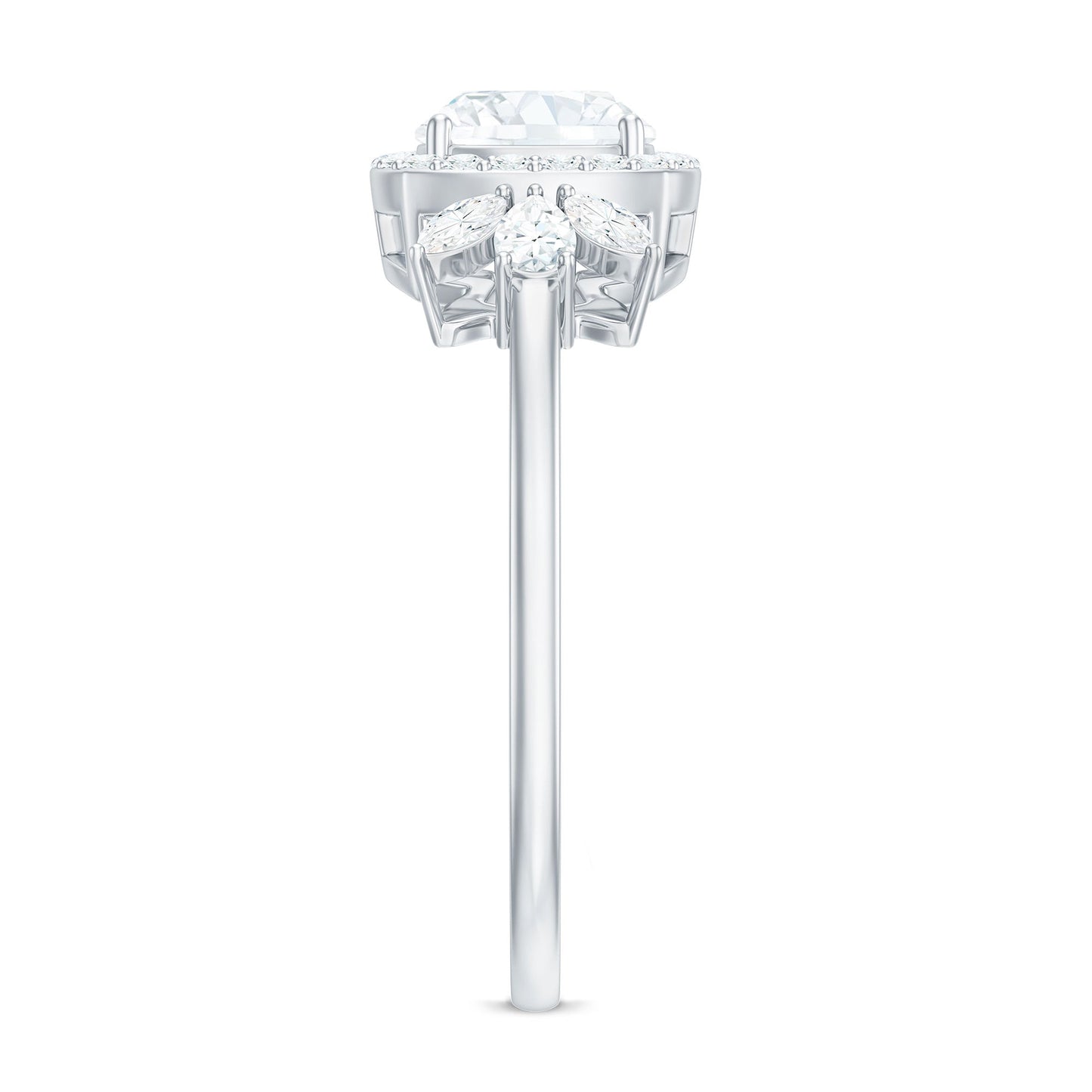 6mm Cushion Cut Moissanite Designer Halo Engagement Ring