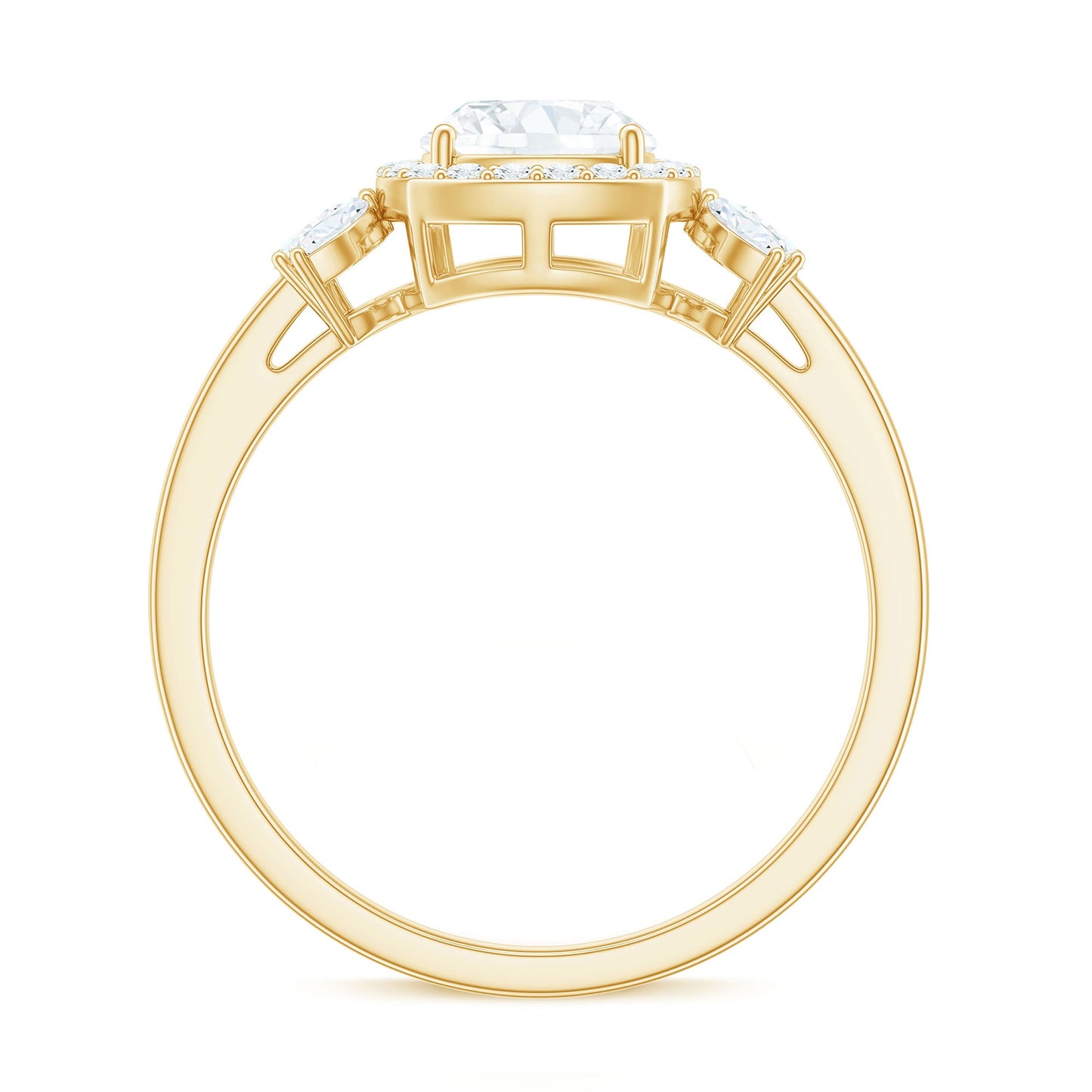 6mm Cushion Cut Moissanite Designer Halo Engagement Ring