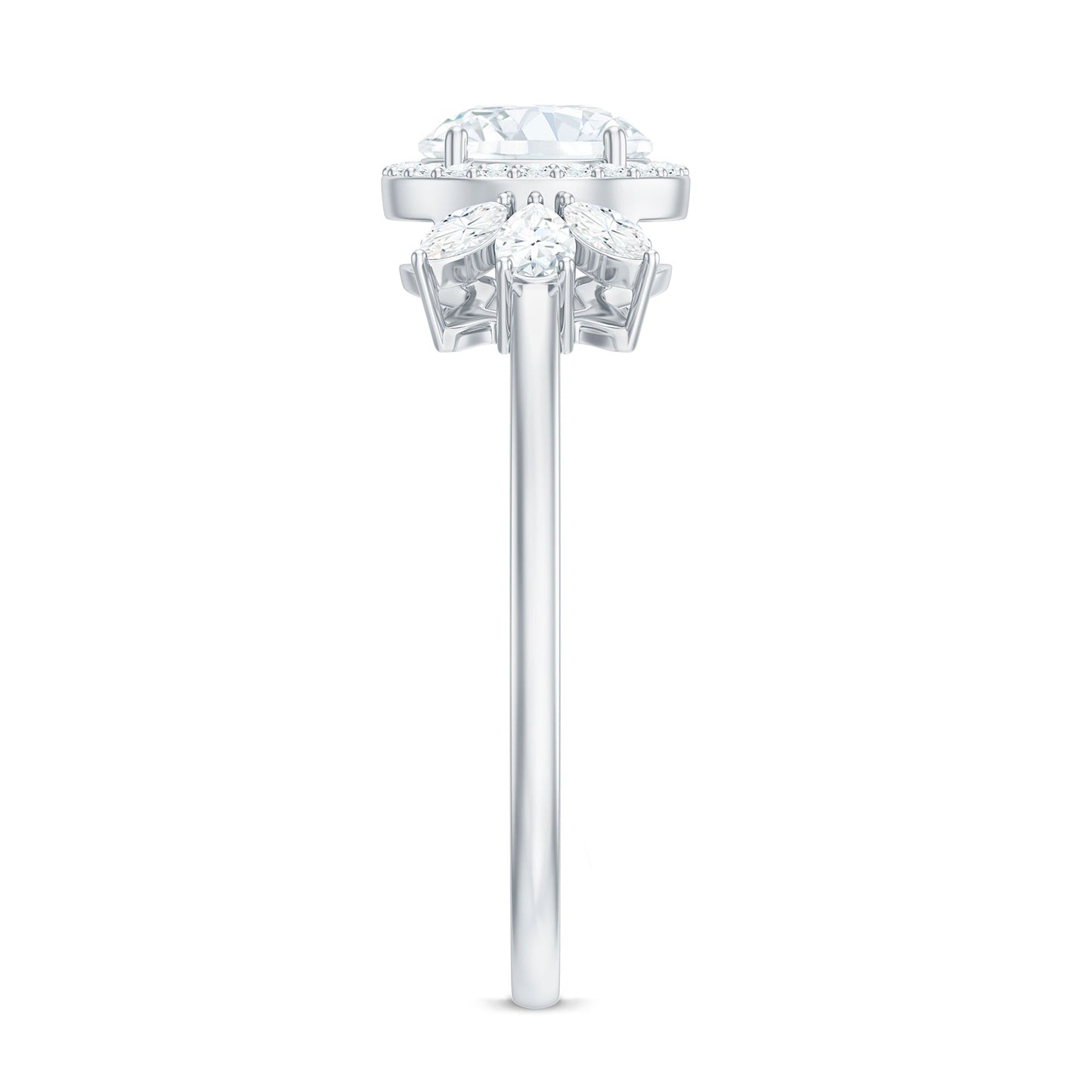 6mm Round Shape Moissanite Designer Halo Engagement Ring