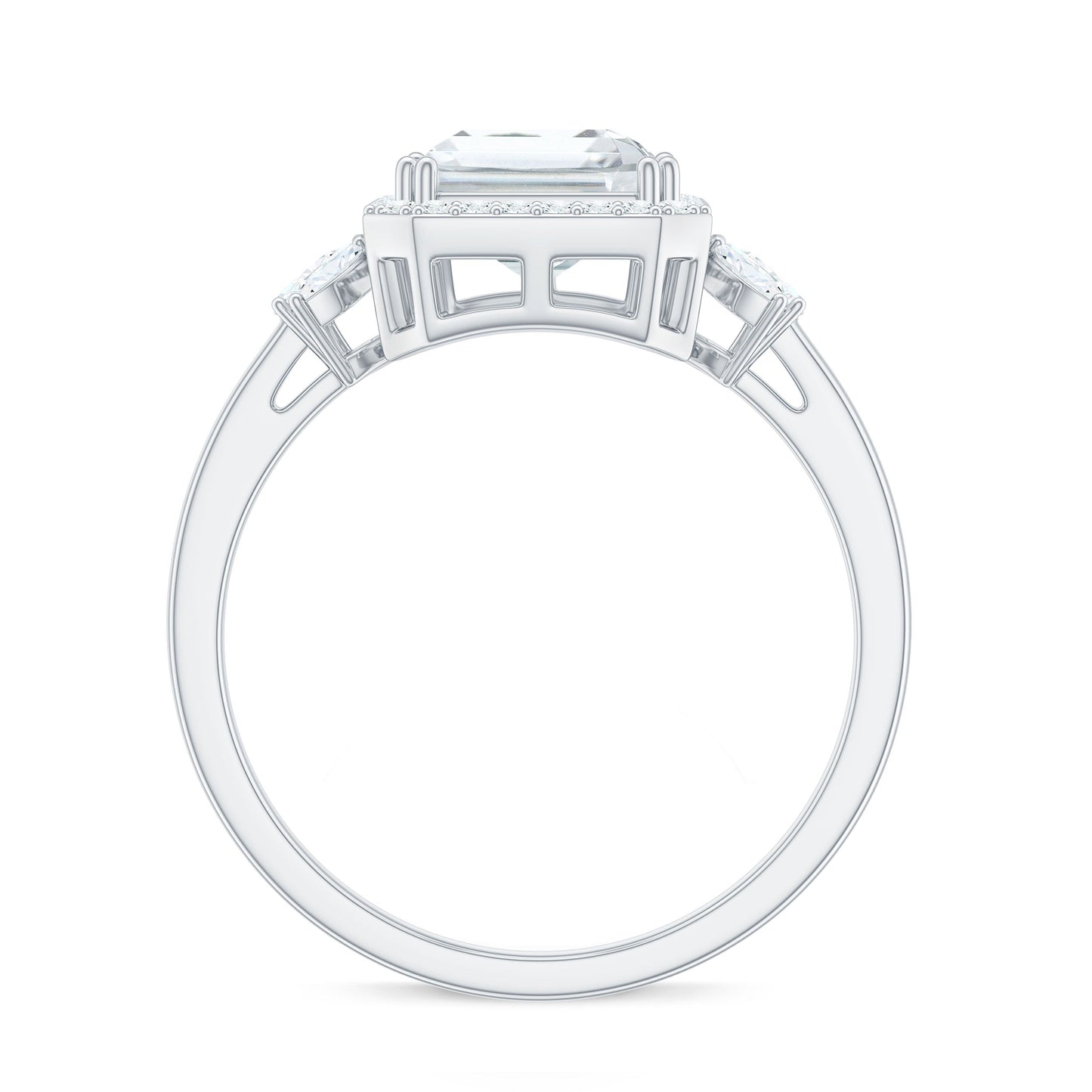 7X9 MM Emerald Cut Certified Moissanite Statement Engagement Ring