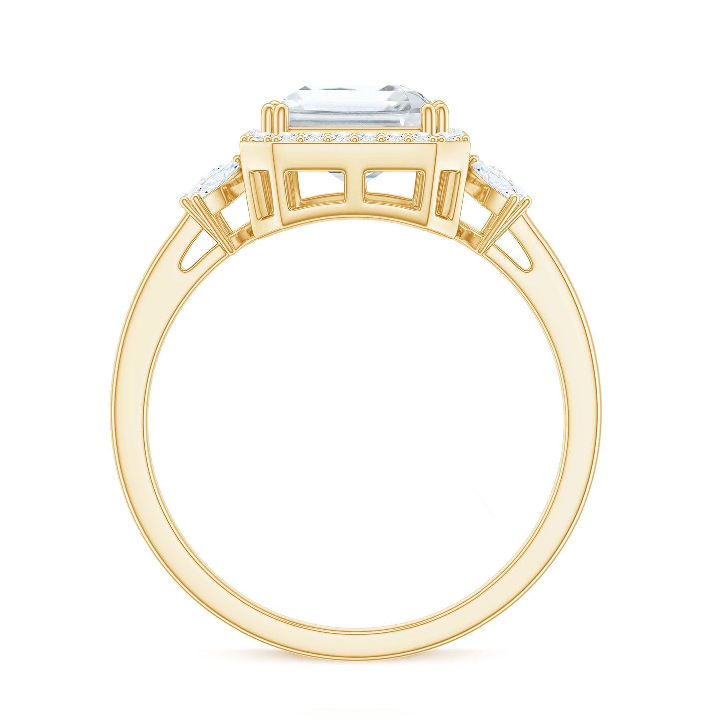 7X9 MM Emerald Cut Certified Moissanite Statement Engagement Ring