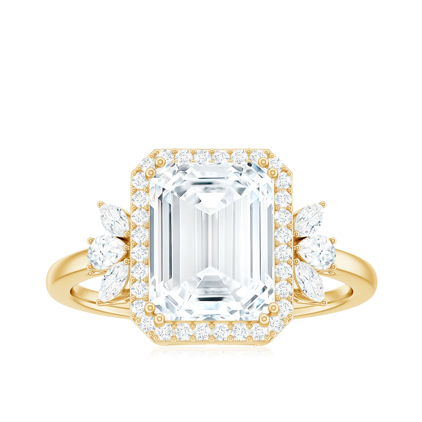 7X9 MM Emerald Cut Certified Moissanite Statement Engagement Ring