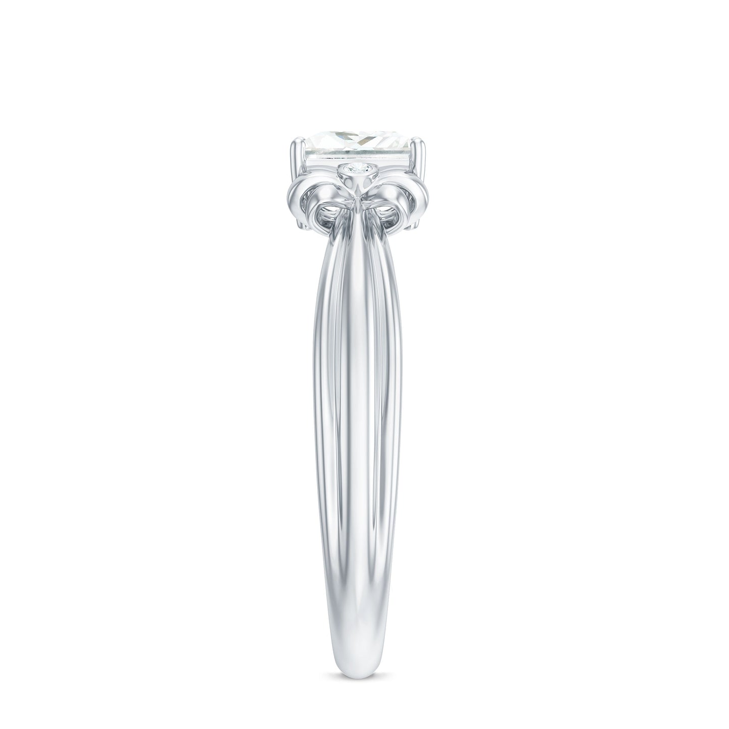 5 MM Princess Cut Certified Moissanite Designer Bow Engagement Ring