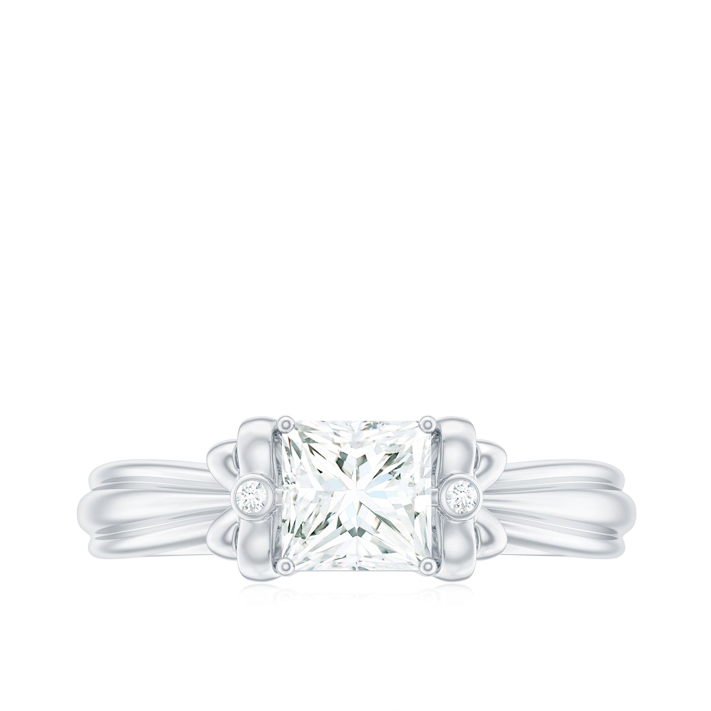 5 MM Princess Cut Certified Moissanite Designer Bow Engagement Ring