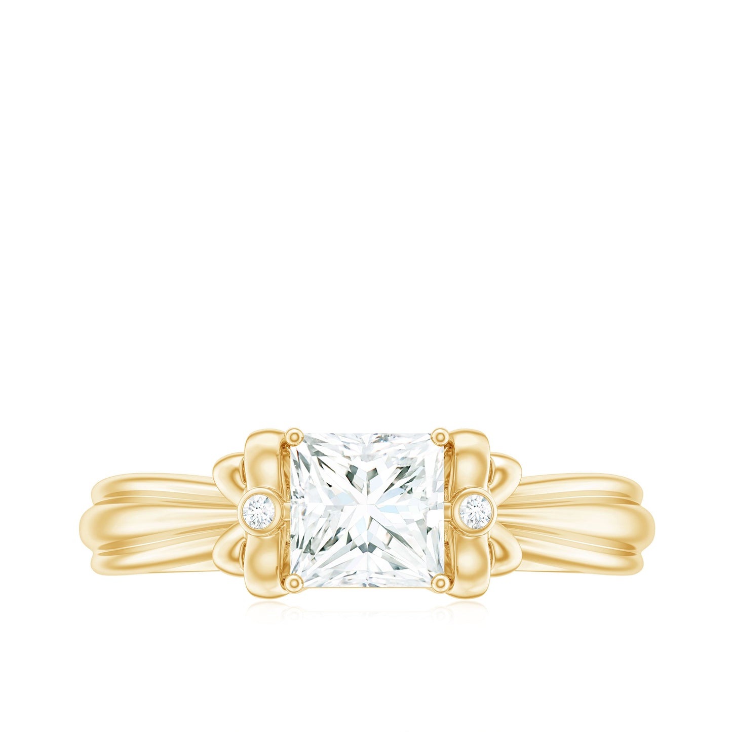 5 MM Princess Cut Certified Moissanite Designer Bow Engagement Ring