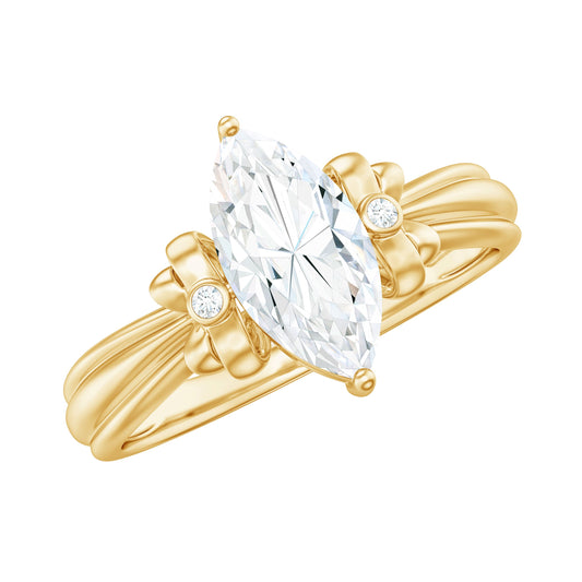 5x10mm Brilliant Cut Certified Moissanite Statement Ring