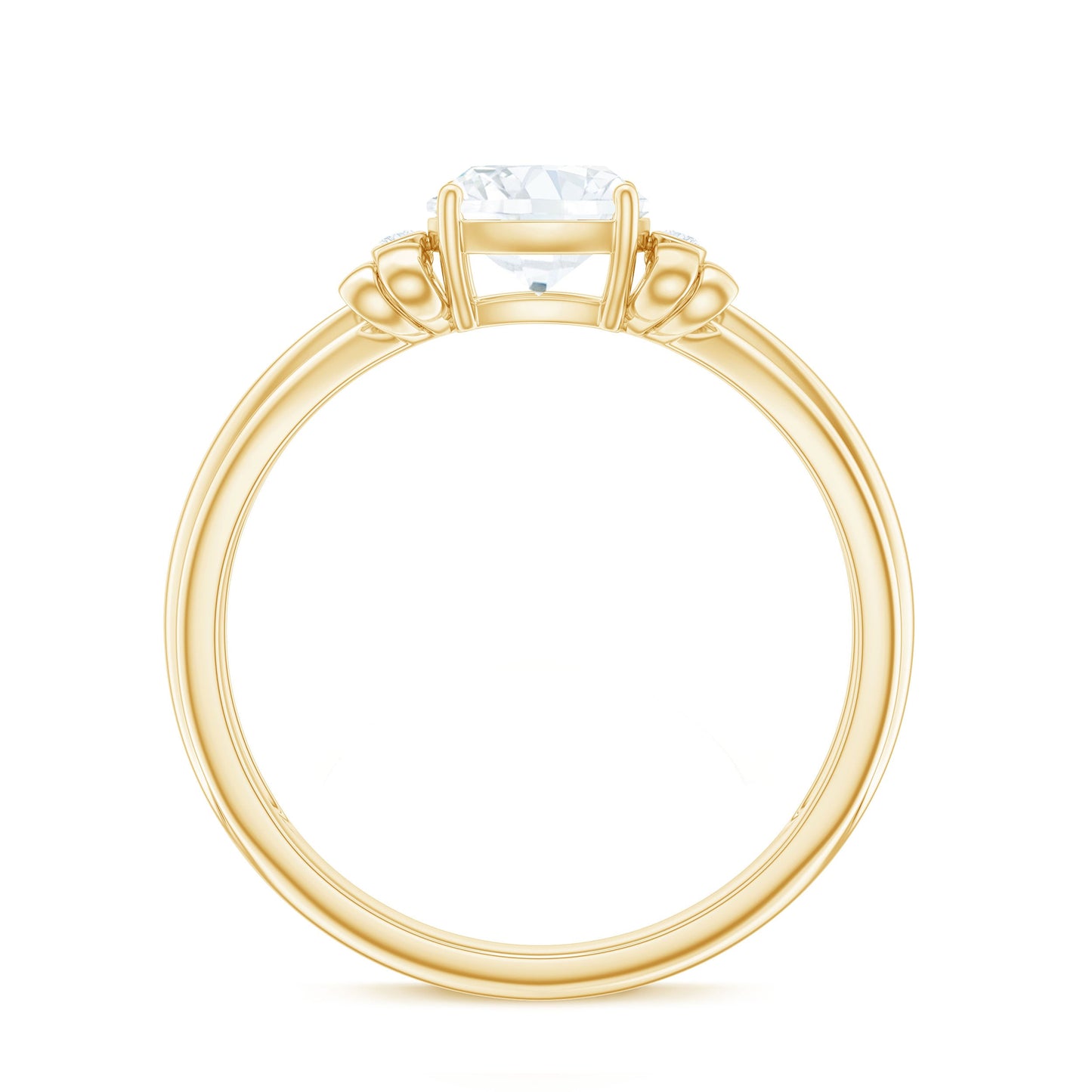 6mm Cushion Cut Moissanite Designer Solitaire Ring with Engraved Shank