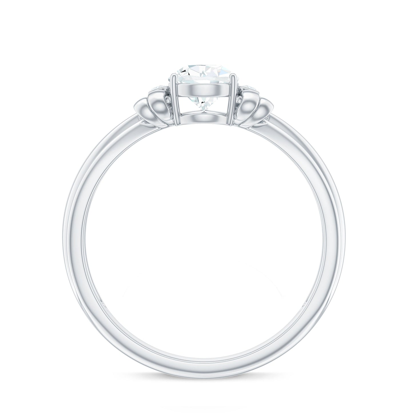 5X7mm Pear Shape Moissanite Bow Engagement Ring