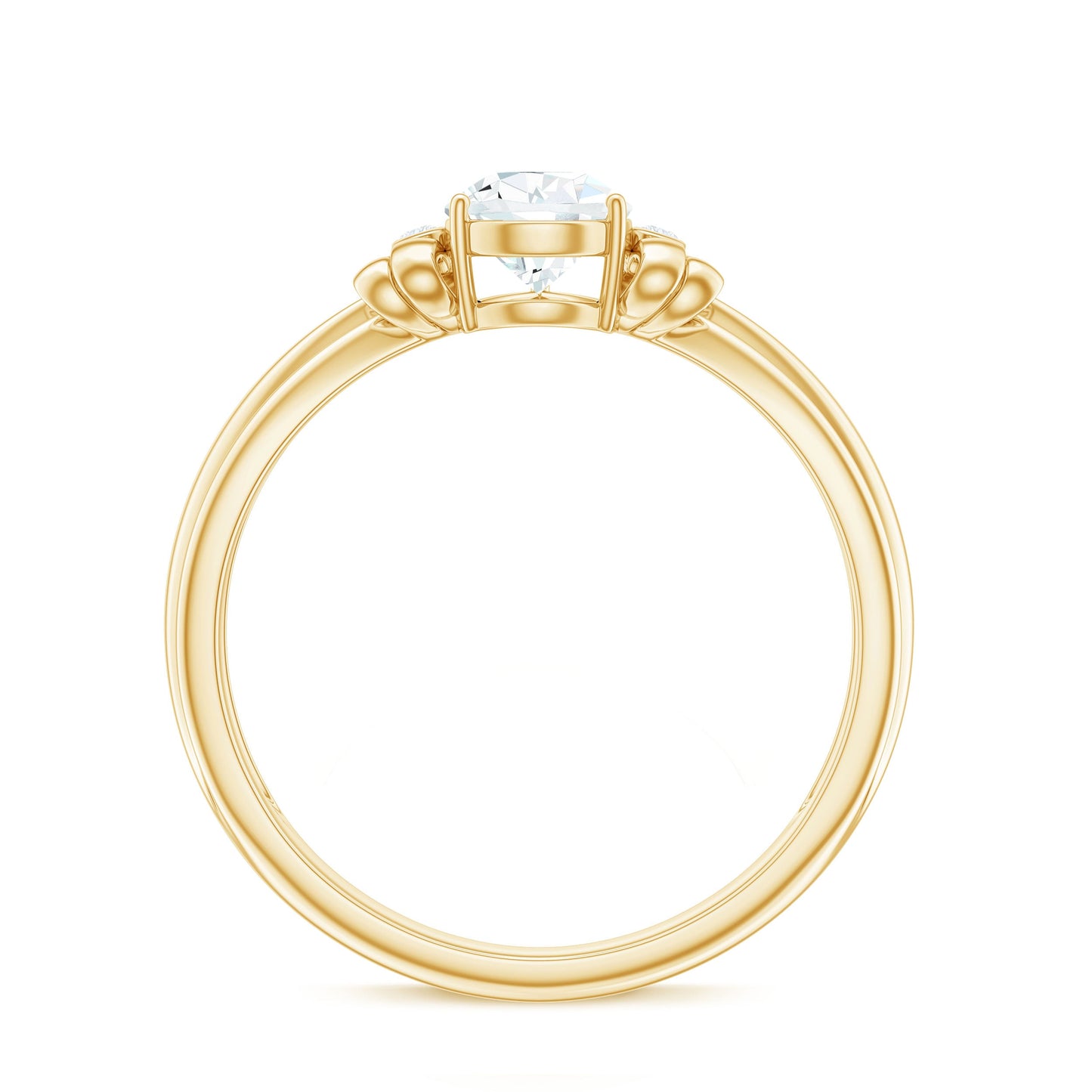 5X7mm Pear Shape Moissanite Bow Engagement Ring