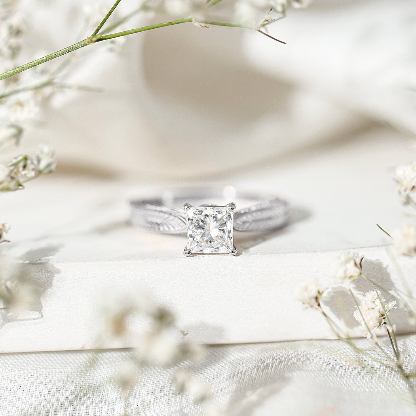 Princess Cut 6 MM Moissanite Solitaire Engagement Ring