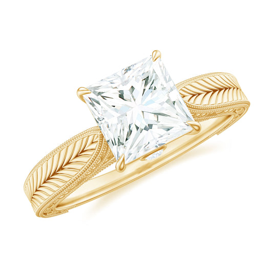 Princess Cut 6 MM Moissanite Solitaire Engagement Ring