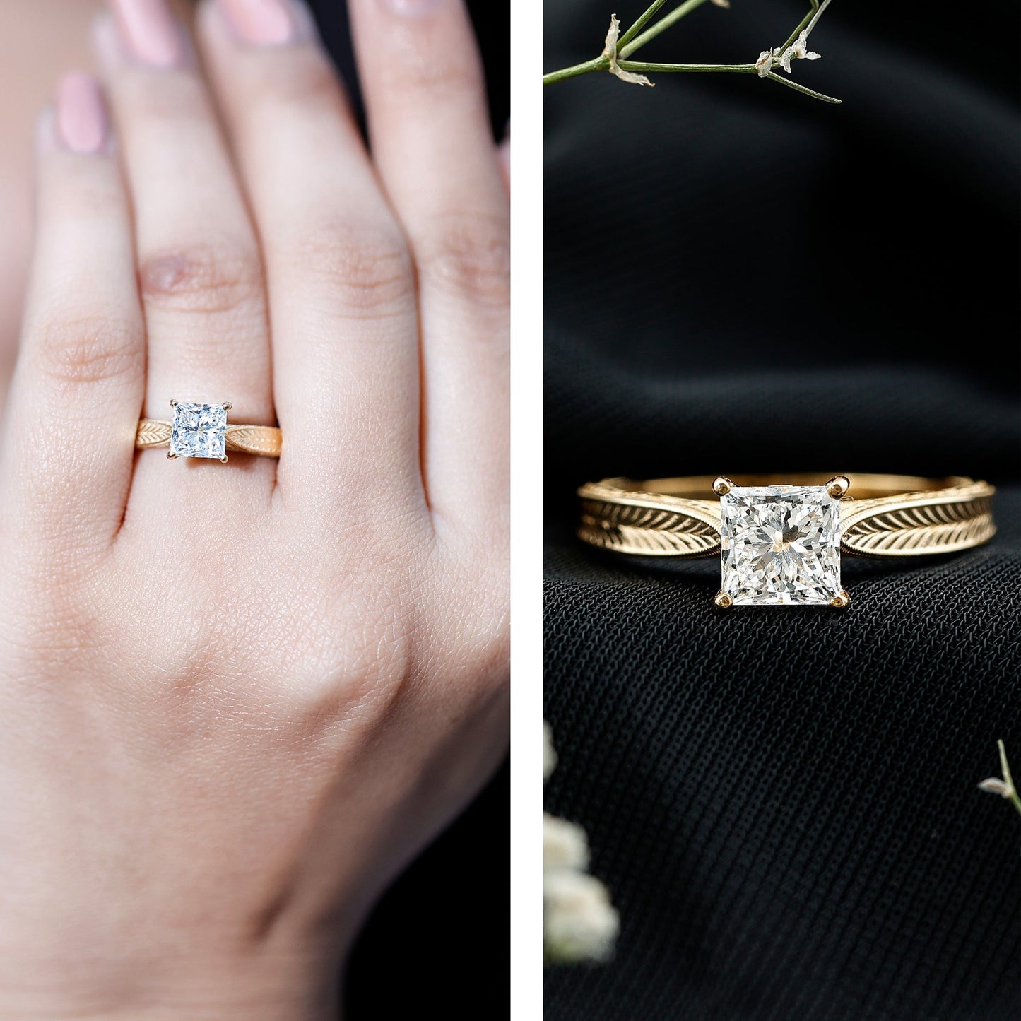 Princess Cut 6 MM Moissanite Solitaire Engagement Ring