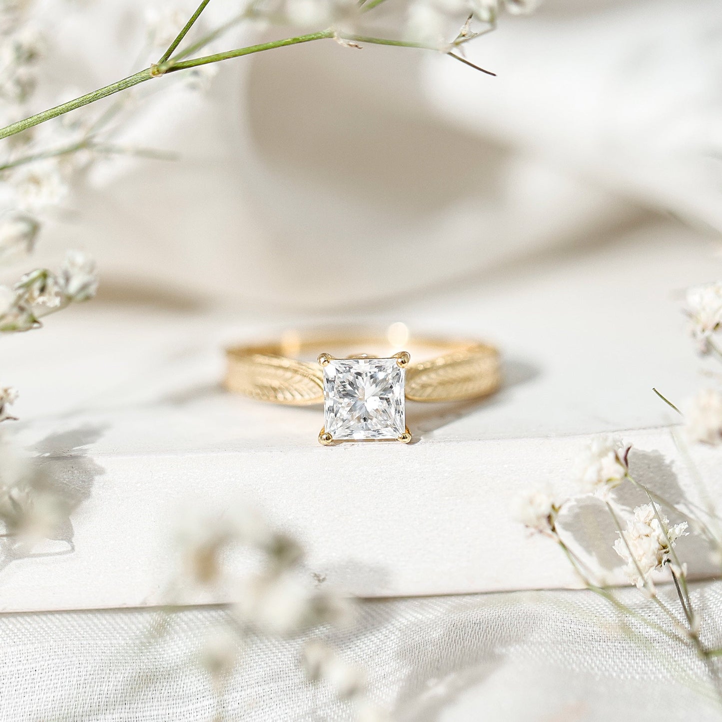 Princess Cut 6 MM Moissanite Solitaire Engagement Ring