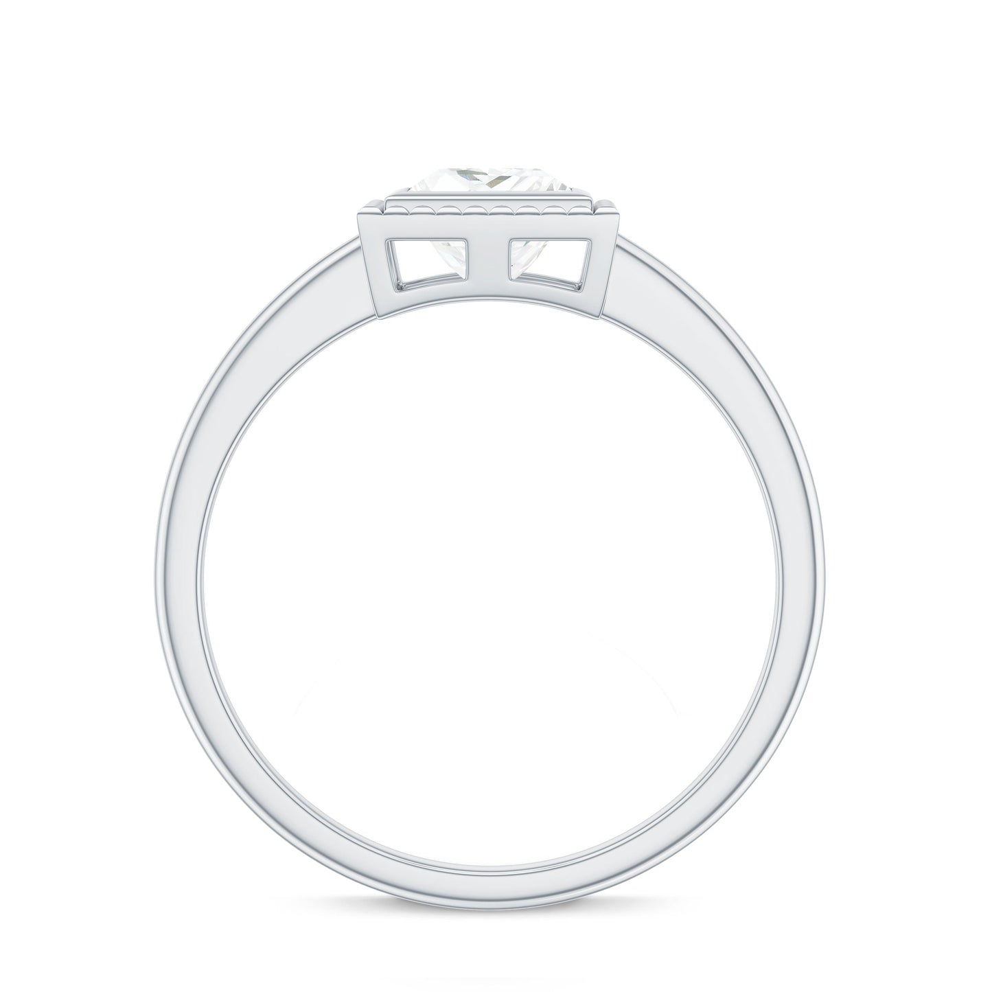 5mm Princess Cut Moissanite Solitaire Ring in Bezel Setting