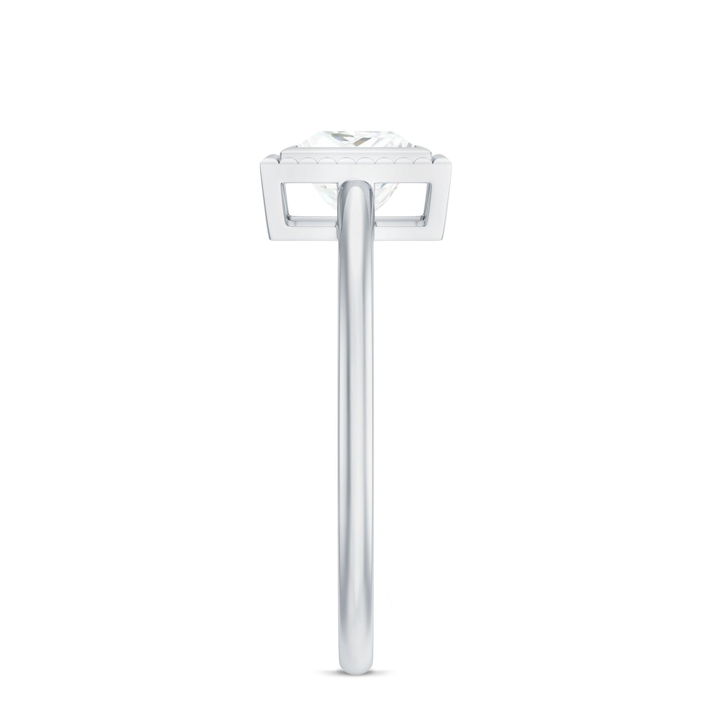 5mm Princess Cut Moissanite Solitaire Ring in Bezel Setting