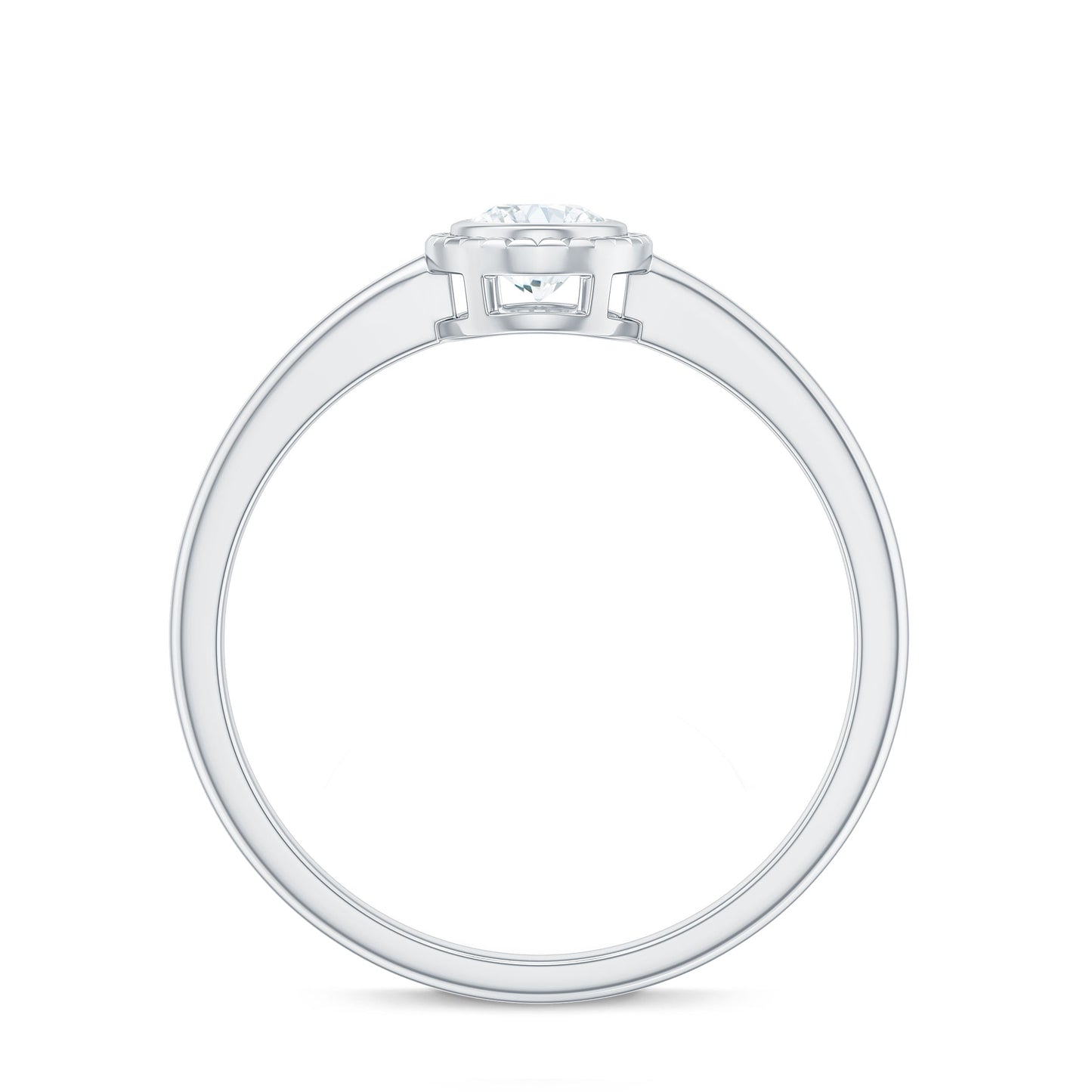 4X6mm Oval Cut Moissanite Solitaire Ring in Bezel Setting
