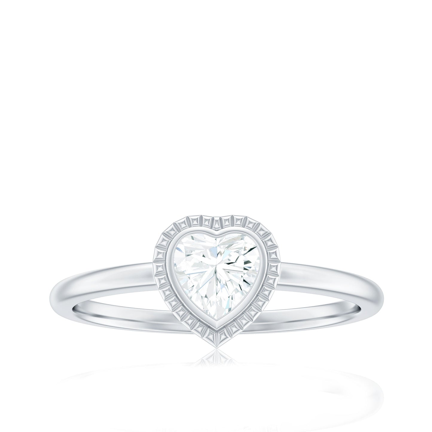 5mm Moissanite Heart Promise Ring in Bezel Setting