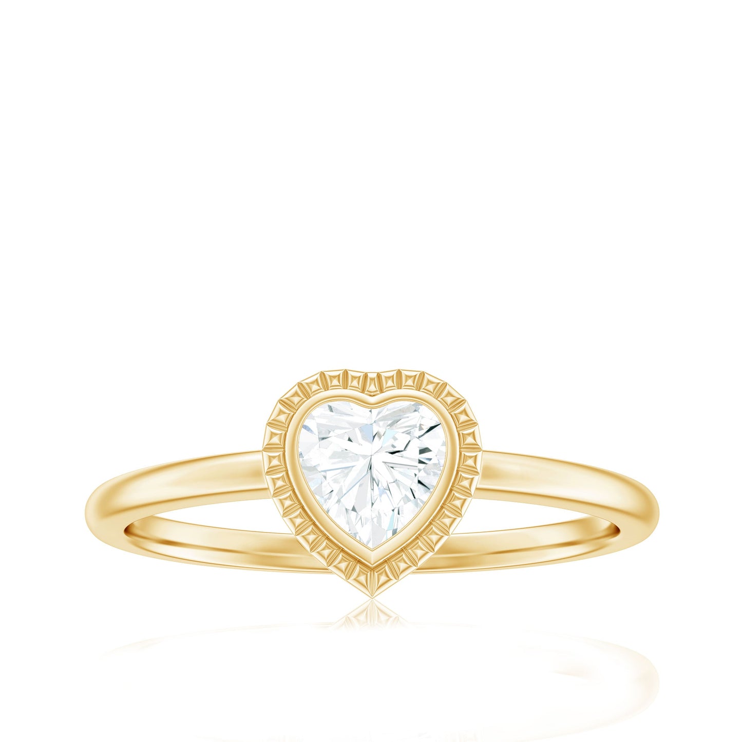 5mm Moissanite Heart Promise Ring in Bezel Setting