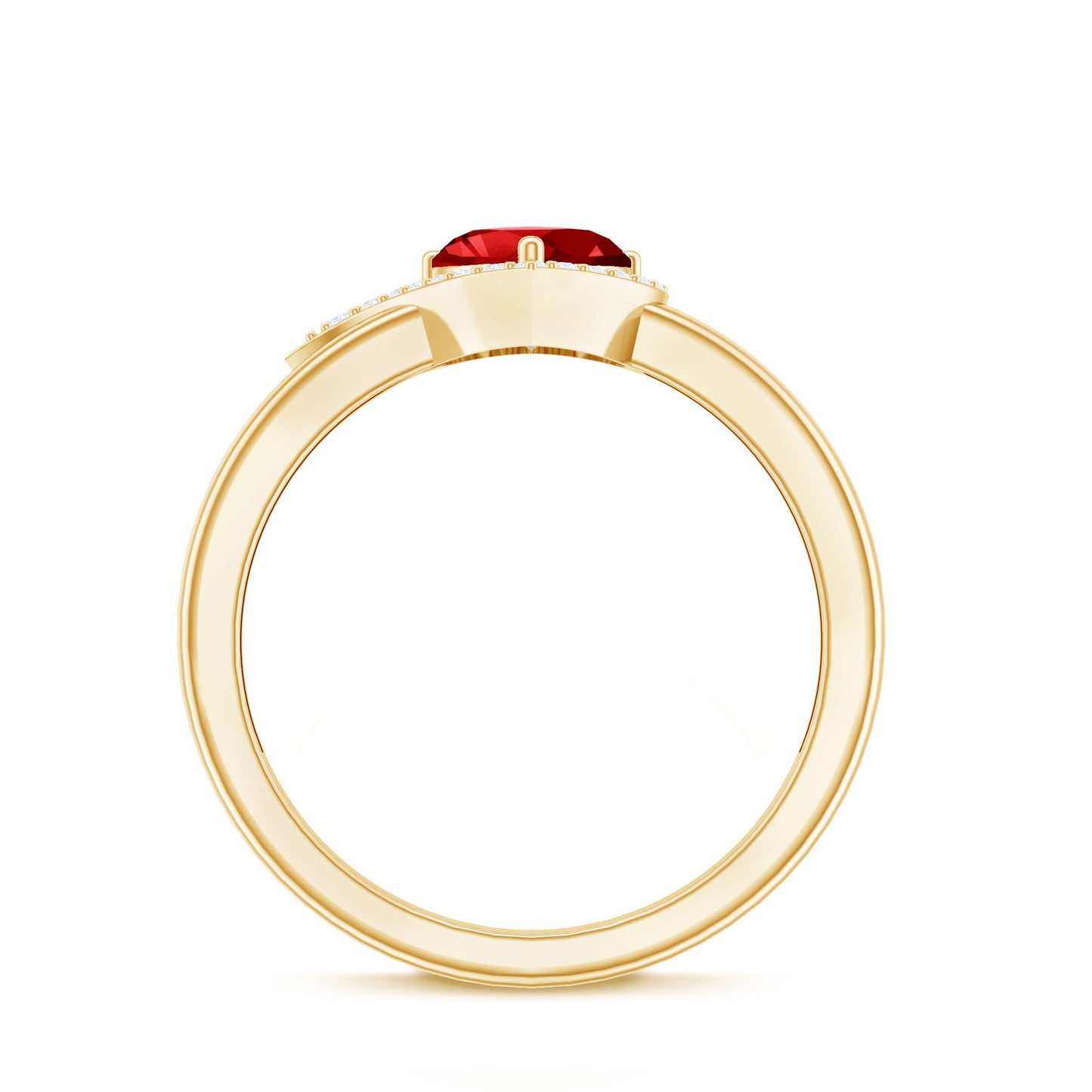 6 MM Lab Grown Ruby Heart Engagement Ring with Diamond Halo