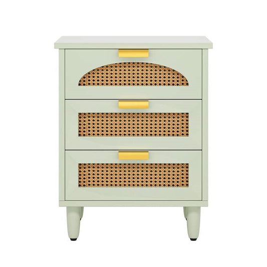 Retro Mid-Century Modern 3 Drawer Bedside Table Nightstand in Mint Green-0