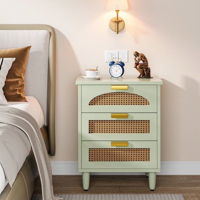 Retro Mid-Century Modern 3 Drawer Bedside Table Nightstand in Mint Green-1